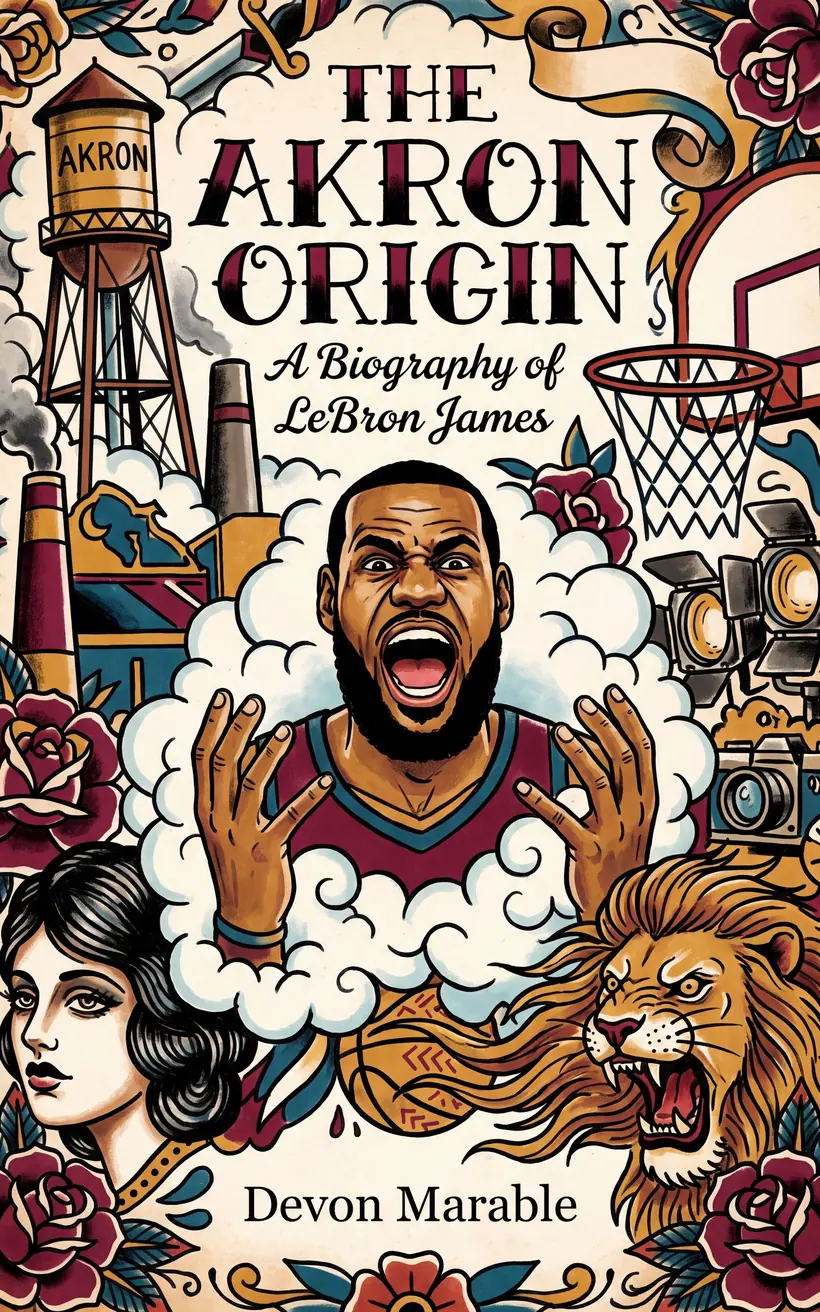 Cover of The Akron Origin, a biography of Lebron James